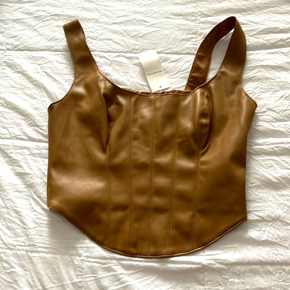 Abercrombie tan faux leather corset top